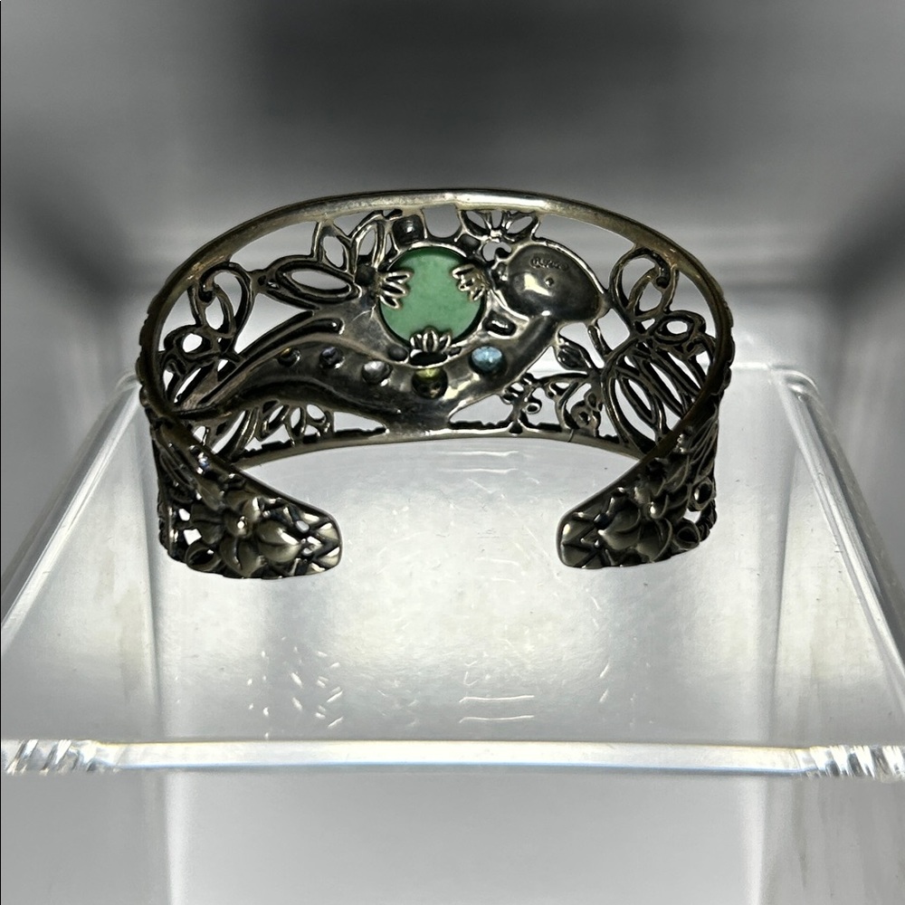 NWOT Carolyn Pollack Sterling Silver Multi Gemstone Playful Otter Cuff Bracelet - Picture 5 of 11
